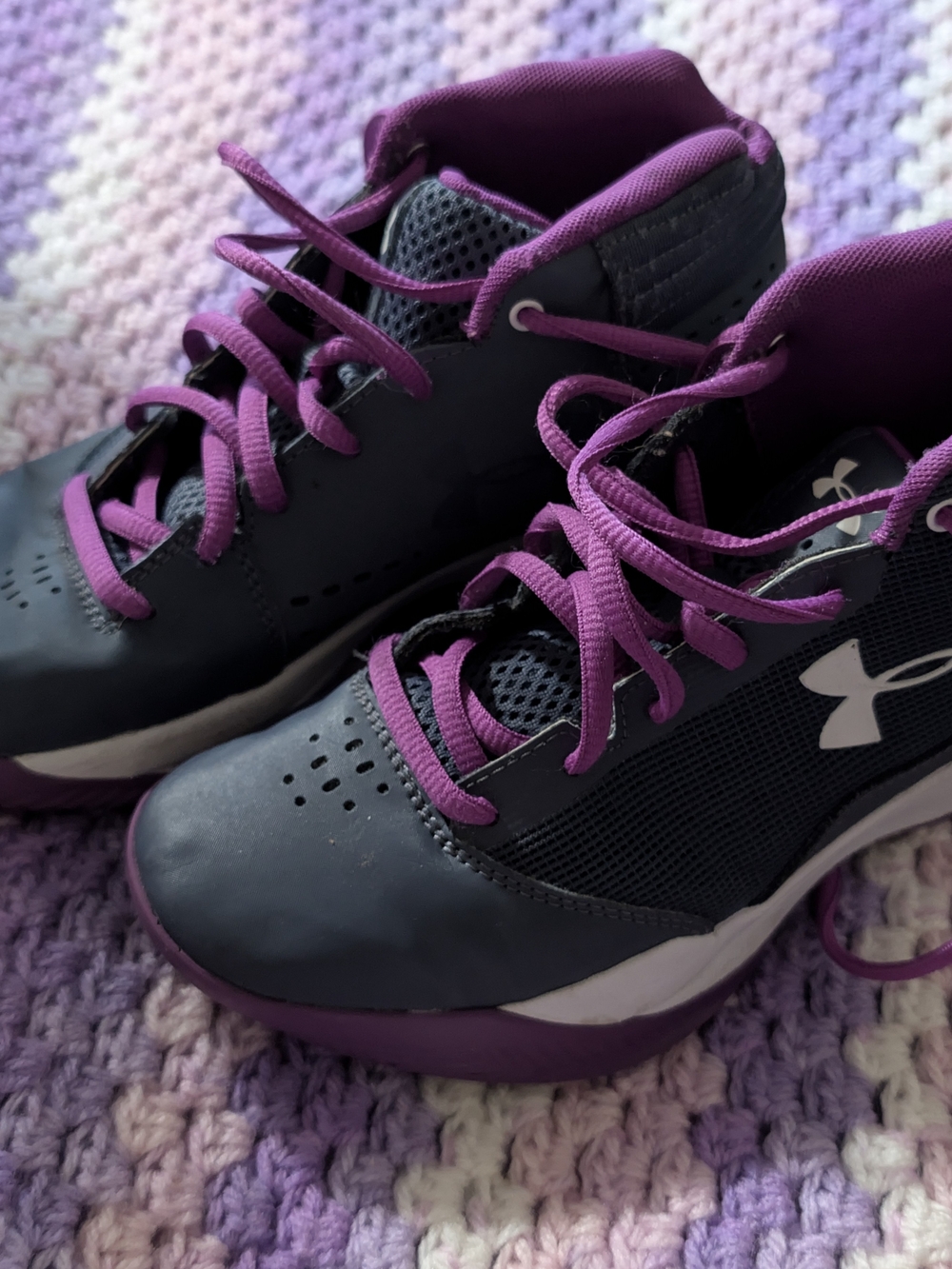 Under Armour Women's Purple and Black Training Sneakers with White Logo